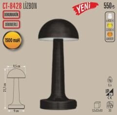 CT-8428 LİZBON ŞARJLI MASA LAMBASI (SİYAH)