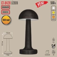 CT8428 LİZBON ŞARJLI MASA LAMBASI (SİYAH)