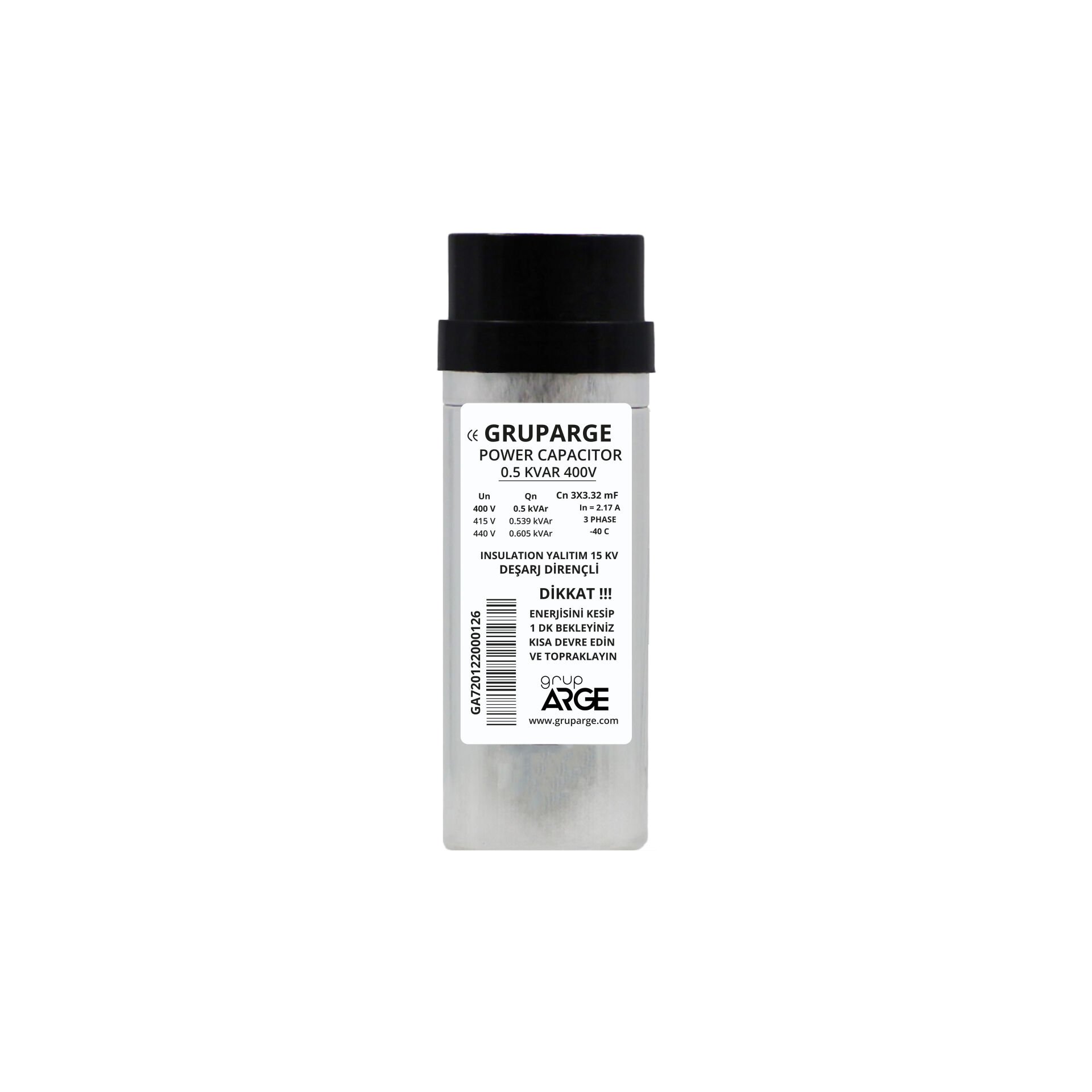 GA7201 GRUP ARGE TRİFAZE TÜP KONDANSATÖR 0.5KVAR 400V KND-T-05