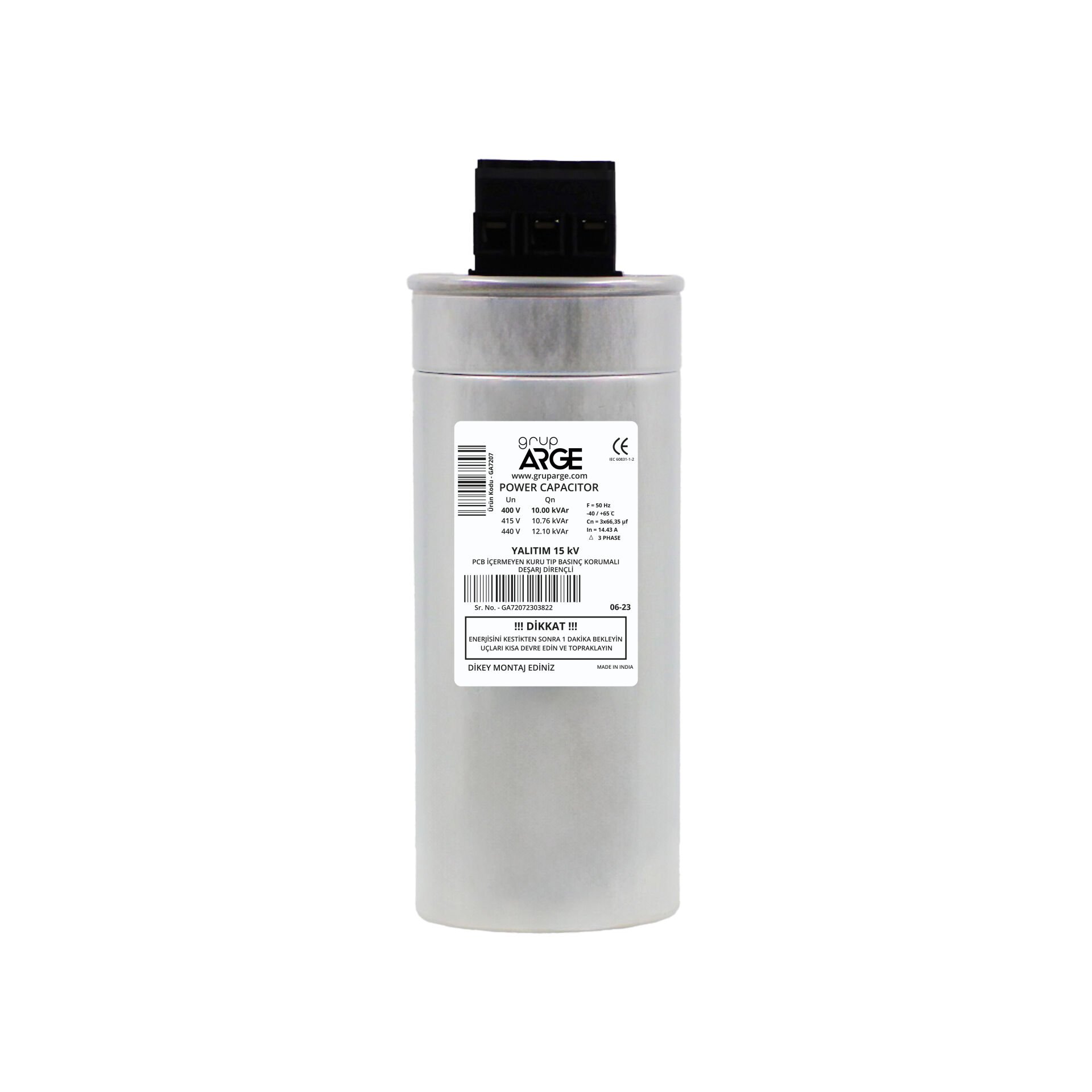 GA7207 GRUP ARGE TRİFAZE TÜP KONDANSATÖR 10KVAR 400V KND-T-10.0